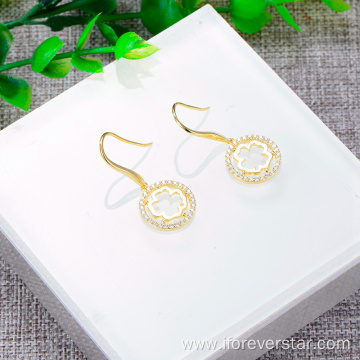 925 Silver Clover Fancy Earrings 9Ct Gold Earrings